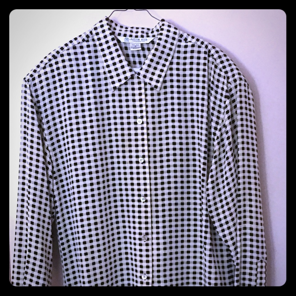 Austin Reed silk black & grey long sleeve blouse